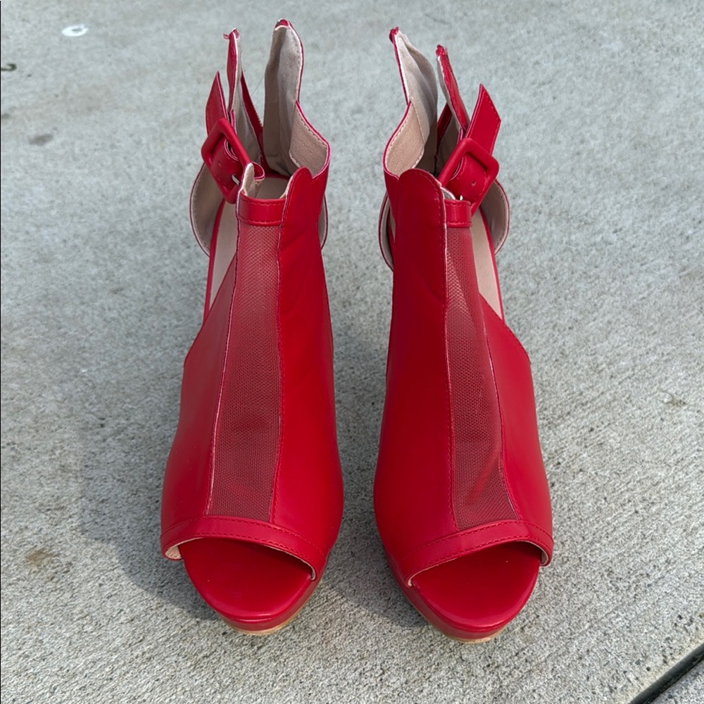 Red Peep-Toe Women's Shoes